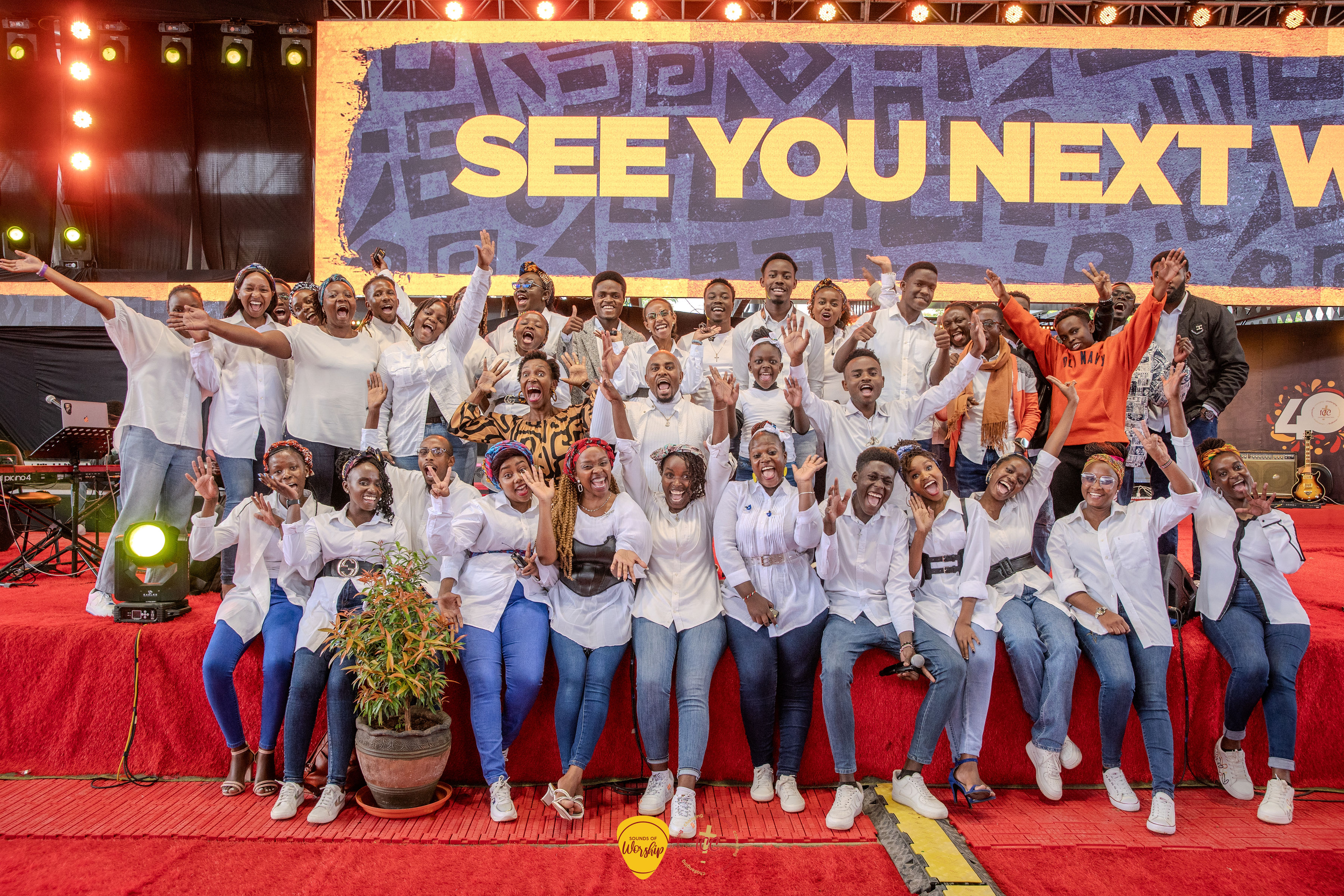 Worship team leading a service